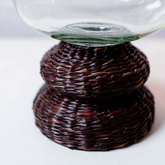Boho Wicker-Based Glass Cylinder - Picture 2 of 2